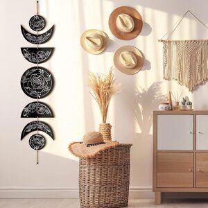 Boho Moon Phases Wall Art with Wooden Star